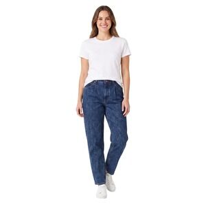 Lee Vintage High Waisted Pleated Tapered Mom Jeans Acid Wash Blue USA Made 14P
